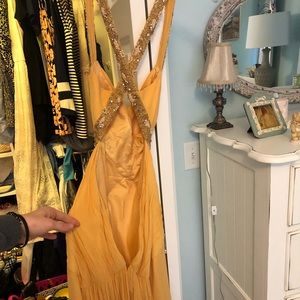 Niteline Dresses - Yellow, open back beaded gown Niteline Dresses - Yellow, open back beaded gown
